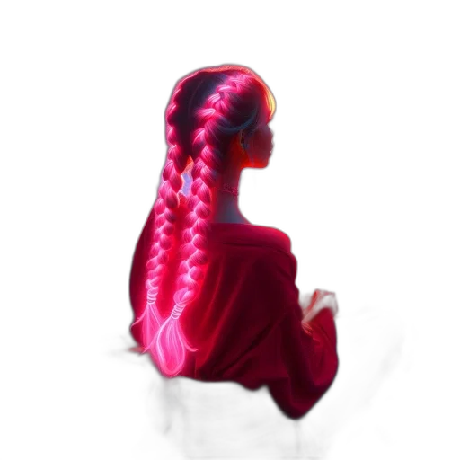 hair, dress, crown, creature, 3d render, vaporwave, concept art, cyberpunk transparent PNG cut-out