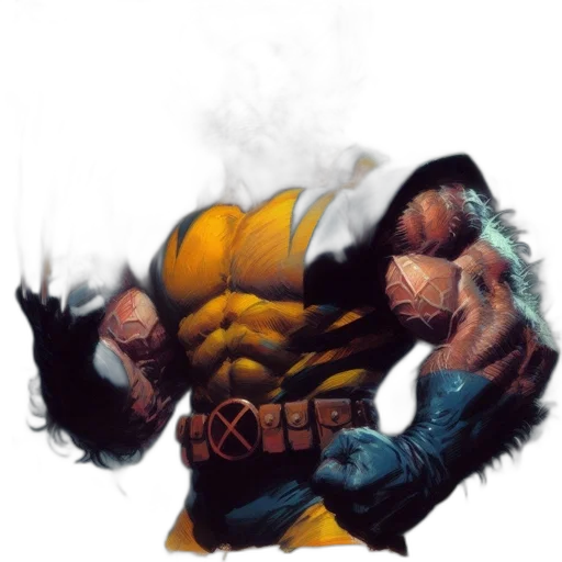 weapon, concept art, comic book art, fantasy art, pixel art, golden, wolverine, depicted transparent PNG cut-out