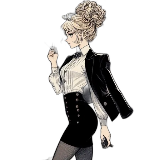 jacket, dress, staff, hair, cartoon, concept art, watercolor, anime transparent PNG cut-out