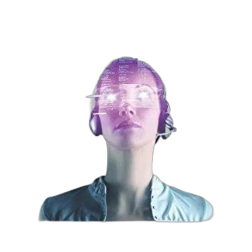 robot, face, mask, staff, vaporwave, cyberpunk, concept art, 3d render transparent PNG cut-out