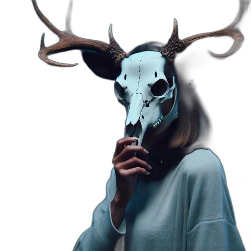 mask, animal, creature, face, concept art, vaporwave, fantasy art, photorealistic transparent PNG cut-out