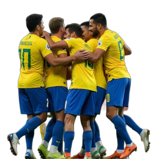 staff, brazil, players, celebrate transparent PNG cut-out