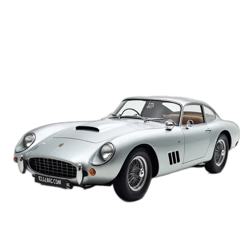 car, 3d render, photorealistic, silver, vintage, classic, design, parked transparent PNG cut-out