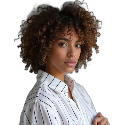 staff, hair, jacket, face, photorealistic, earth tones, monochrome, dark transparent PNG cut-out