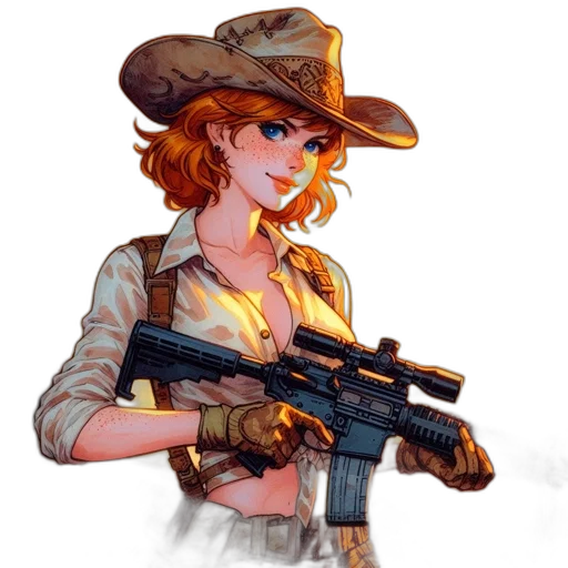 weapon, staff, hat, jacket, pixel art, concept art, cartoon, comic book art transparent PNG cut-out
