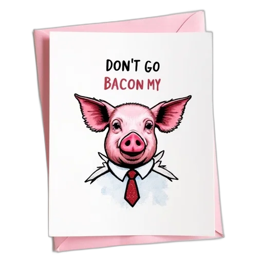 white, square, card, pink, black, illustration, pig, wings transparent PNG cut-out