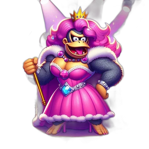crown, dress, staff, weapon, concept art, 3d render, pixel art, fantasy art transparent PNG cut-out
