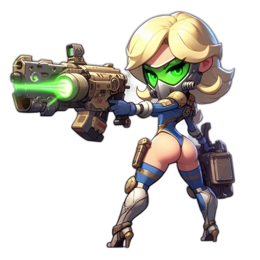 weapon, robot, staff, concept art, pixel art, cyberpunk, anime, illustrated transparent PNG cut-out