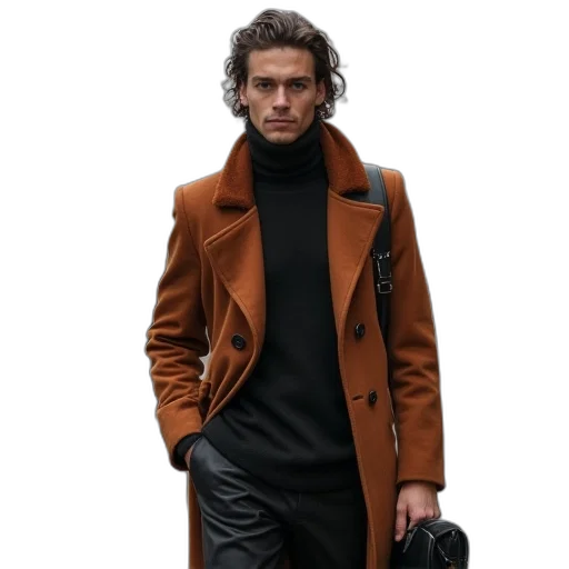 jacket, staff, photorealistic, earth tones transparent PNG cut-out