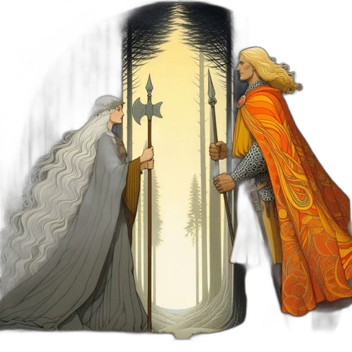 sword, crown, concept art, fantasy art, watercolor, fire, night, forest transparent PNG cut-out