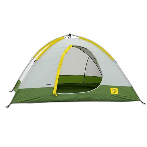 umbrella, 3d render, white, green, tent, yellow, zipper, displayed transparent PNG cut-out