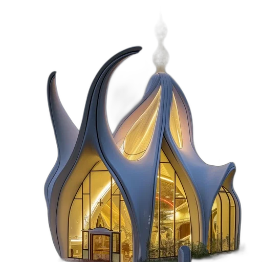 crown, building, concept art, 3d render, fantasy art, photorealistic, fire, modern transparent PNG cut-out