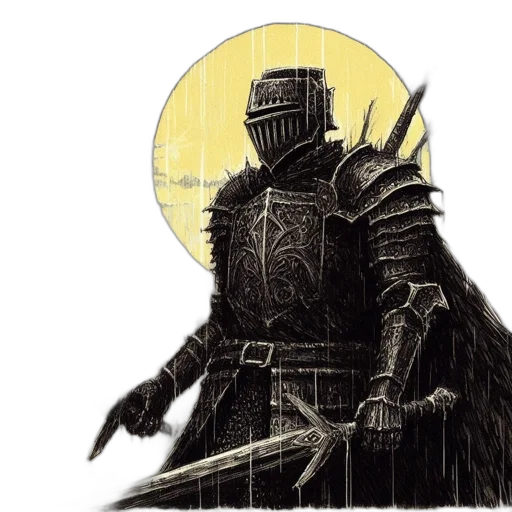sword, weapon, fantasy art, concept art, comic book art, pixel art, monochrome, moody transparent PNG cut-out
