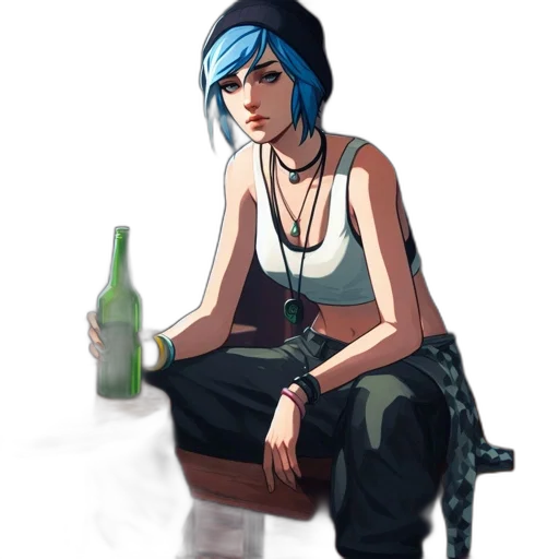 bottle, dress, weapon, robot, cyberpunk, concept art, pixel art, fantasy art transparent PNG cut-out