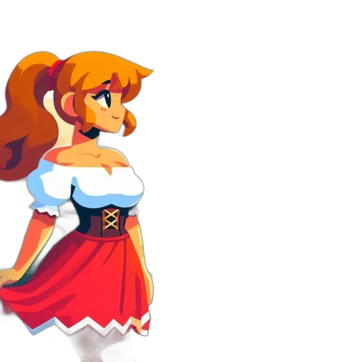 dress, pixel art, concept art, 3d render, fantasy art, red, animated, girl transparent PNG cut-out