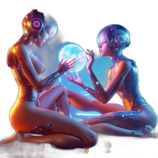 jewelry, mask, concept art, fantasy art, cyberpunk, comic book art, neon lights, outer space transparent PNG cut-out