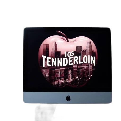 3d render, outdoor, scene, features, apple, imac, displaying, cityscape transparent PNG cut-out