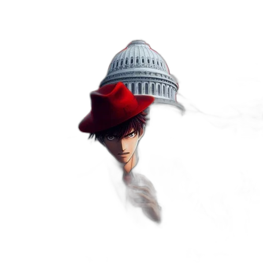 hat, mask, weapon, face, concept art, comic book art, anime, photorealistic transparent PNG cut-out