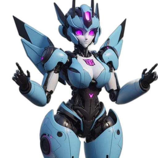 robot, concept art, vaporwave, 3d render, cyberpunk, blue, futuristic, predominantly transparent PNG cut-out