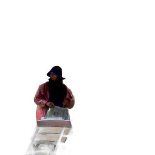 furniture, jacket, hat, robot, 3d render, vaporwave, concept art, photorealistic transparent PNG cut-out