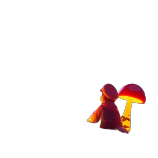 hat, umbrella, staff, robot, 3d render, concept art, pixel art, photorealistic transparent PNG cut-out