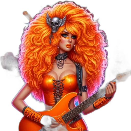 fantasy art, cartoon, comic book art, concept art, fire, woman, neon, cityscape transparent PNG cut-out