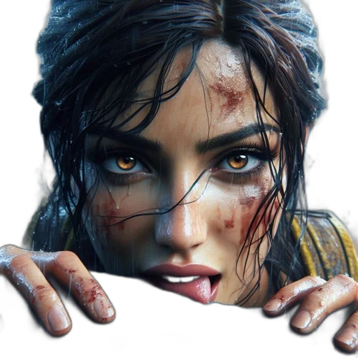 face, concept art, photorealistic, fantasy art, comic book art, female, character, amber transparent PNG cut-out