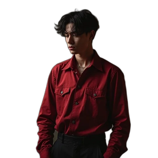 jacket, staff, hair, red transparent PNG cut-out