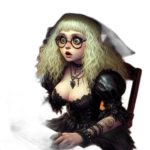 staff, dress, fantasy art, concept art, comic book art, cyberpunk, dark, monochrome transparent PNG cut-out