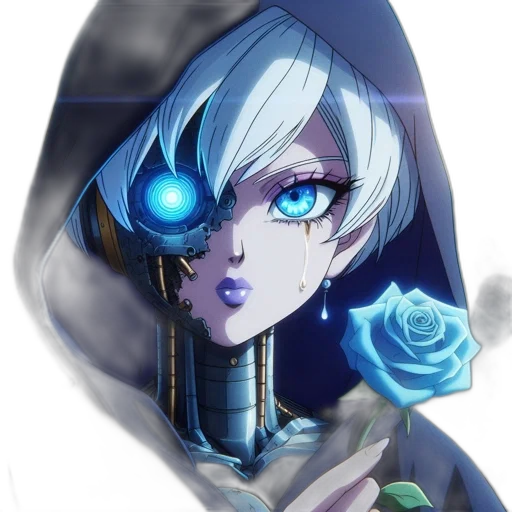 flower, face, staff, crown, anime, concept art, fantasy art, pixel art transparent PNG cut-out
