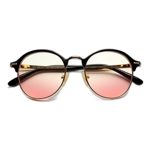 pair, vintage-style, eyeglasses, gold, frame, black, temples, lenses transparent PNG cut-out
