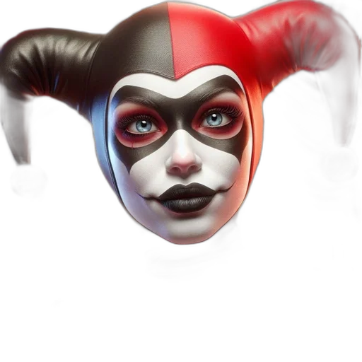 mask, face, concept art, 3d render, fantasy art, comic book art, jester, character transparent PNG cut-out
