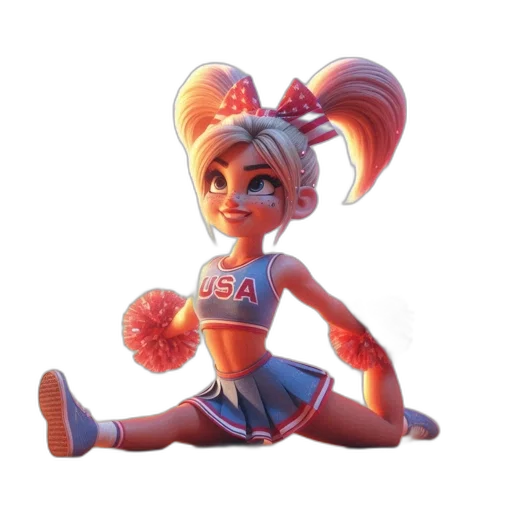 staff, 3d render, concept art, cartoon, pixel art, animated, cheerleader, blonde transparent PNG cut-out