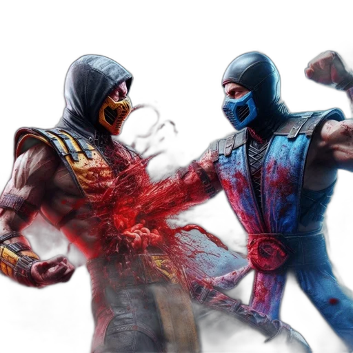 mask, concept art, comic book art, blue, two, combatants, clash, amidst transparent PNG cut-out