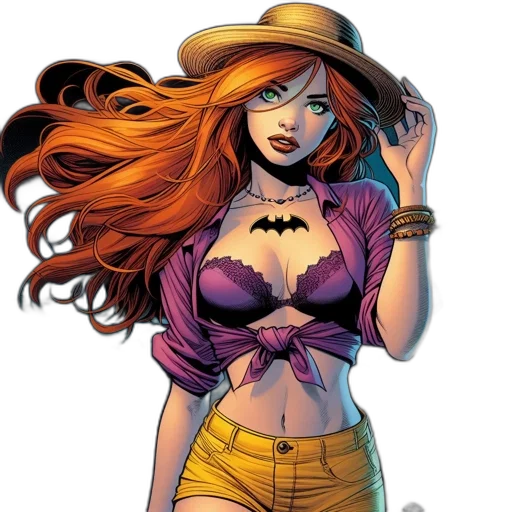 comic book art, concept art, cartoon, female, animated, character, purple, top transparent PNG cut-out
