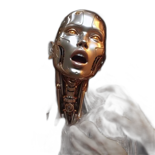 robot, mask, face, jewelry, concept art, 3d render, photorealistic, fantasy art transparent PNG cut-out