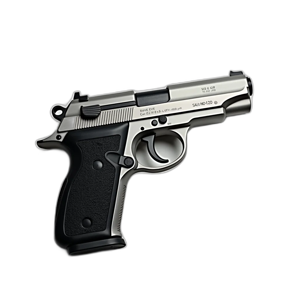 weapon, 3d render, photorealistic, concept art, close-up, image, handgun, black transparent PNG cut-out