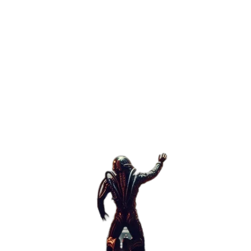 creature, robot, mask, staff, 3d render, concept art, comic book art, pixel art transparent PNG cut-out