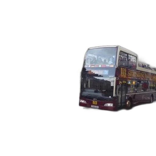 photorealistic, 3d render, concept art, double-decker, sightseeing, bus, driving, down transparent PNG cut-out