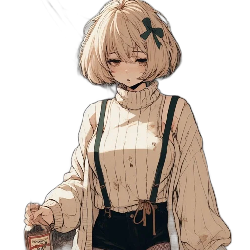 staff, dress, bottle, jacket, concept art, anime, pixel art, cartoon transparent PNG cut-out