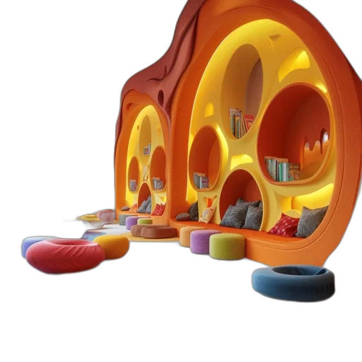 furniture, shoes, 3d render, concept art, image, depicts, colorful, playful transparent PNG cut-out