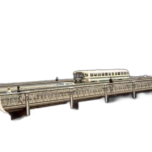 weapon, 3d render, concept art, vintage, photo, bus, crossing, bridge transparent PNG cut-out