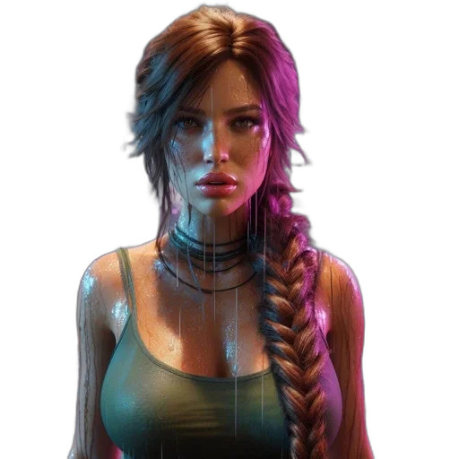 face, dress, hair, weapon transparent PNG cut-out