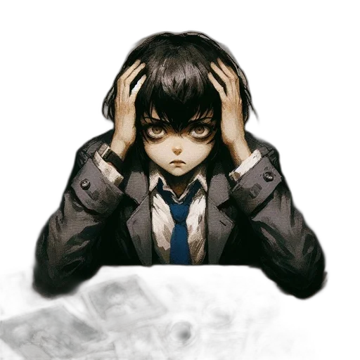 face, mask, jacket, creature, concept art, comic book art, watercolor, anime transparent PNG cut-out