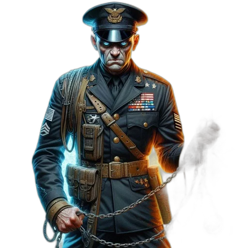 staff, jacket, weapon, face, concept art, comic book art, fantasy art, photorealistic transparent PNG cut-out