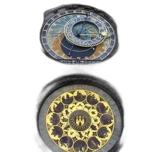 jewelry, large, ornate, clock, two, faces, one, showing transparent PNG cut-out