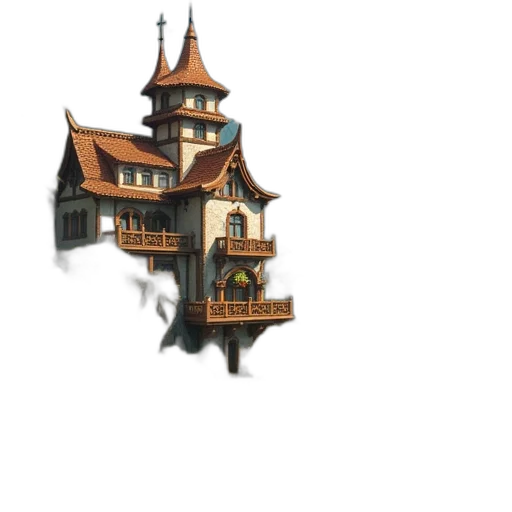 building, furniture, crown, concept art, 3d render, pixel art, fantasy art, fog transparent PNG cut-out