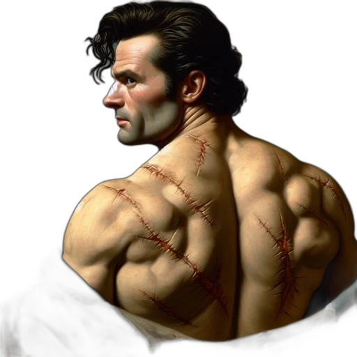 concept art, photorealistic, cyberpunk, fantasy art, muscular, man, recent, stitches transparent PNG cut-out