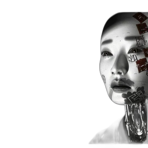 robot, face, mask, cyberpunk, photorealistic, concept art, 3d render, humanoid transparent PNG cut-out