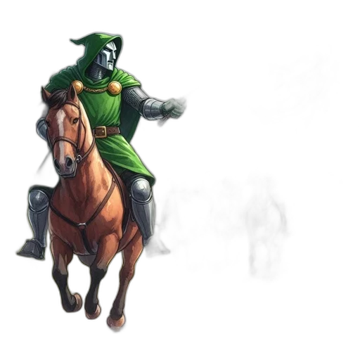 sword, concept art, fantasy art, pixel art, comic book art, green, figure, horseback transparent PNG cut-out